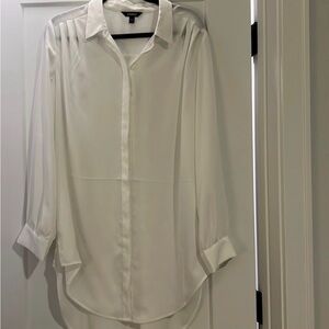 Express pleated shoulder button down tunic shirt XL